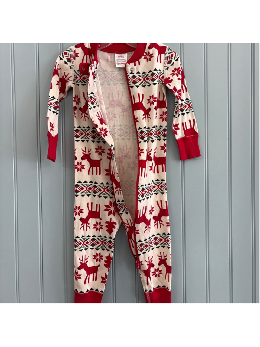 Hanna Andersson Pajama Set 18-24 Months Red Reindeer Organic Cotton - Picture 5 of 6